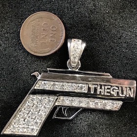 Sterling Silver Gun Pendant w/CZ